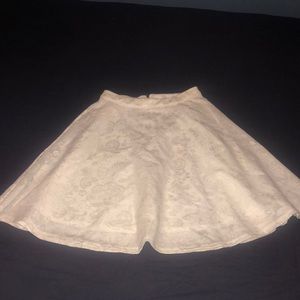 High waisted white lace skirt